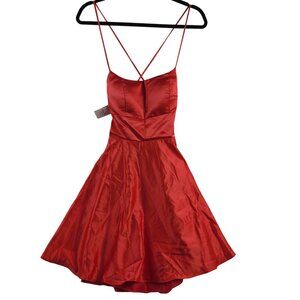NWT B. Darlin Red Satin Spaghetti Strap Fit & Flare Party Dress Sz 5/6 MSRP $79